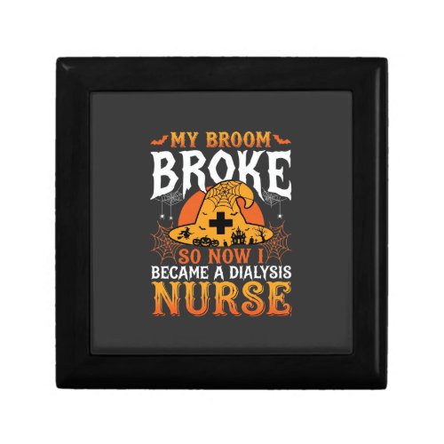 Funny Halloween Dialysis Nurse Witch Broom Design Gift Box