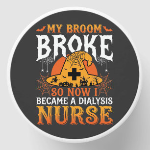 Funny Halloween Dialysis Nurse Witch Broom Design Mini Candle Favors
