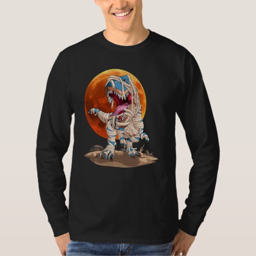 Funny Halloween Dinosaur T Rex Mummy T_Shirt
