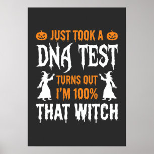 Funny Halloween DNA Test Witch Graphic Poster