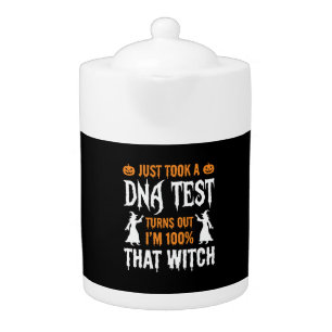Funny Halloween DNA Test Witch Graphic Teapot