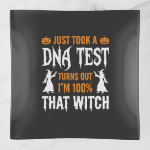 Funny Halloween DNA Test Witch Graphic Trinket Tray