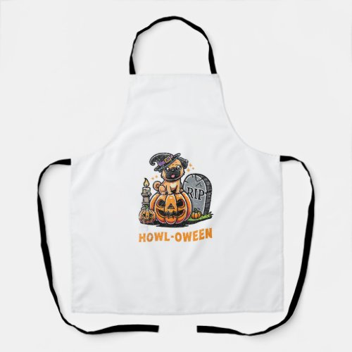 Funny Halloween Dog Lover Spooky Season Trick Or T Apron