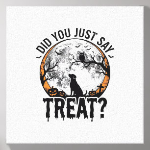 Funny Halloween Dog Treat Vintage Vector Design_1 Canvas Photo Tile