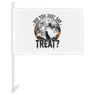 Funny Halloween Dog Treat Vintage Vector Design_1 Car Flag