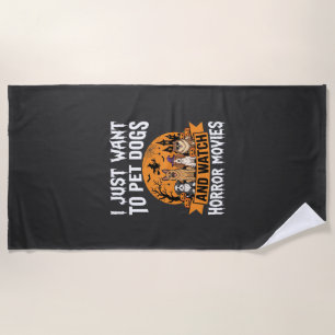 Funny Halloween Dogs Horror Movies Vector Beach Towel