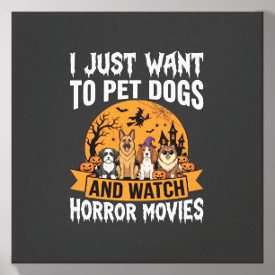Funny Halloween Dogs Horror Movies Vector Canvas Photo Tile