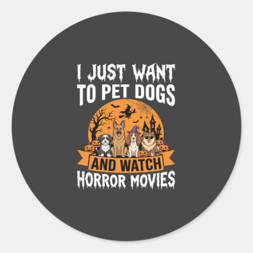 Funny Halloween Dogs Horror Movies Vector Classic Round Sticker