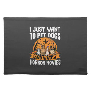 Funny Halloween Dogs Horror Movies Vector Cloth Placemat