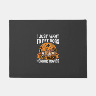 Funny Halloween Dogs Horror Movies Vector Doormat