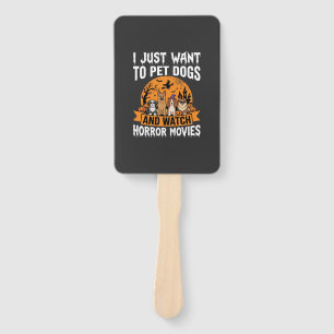 Funny Halloween Dogs Horror Movies Vector Hand Fan