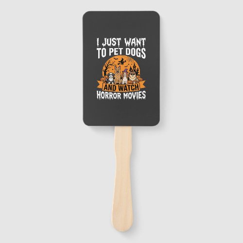 Funny Halloween Dogs Horror Movies Vector Hand Fan