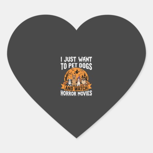 Funny Halloween Dogs Horror Movies Vector Heart Sticker