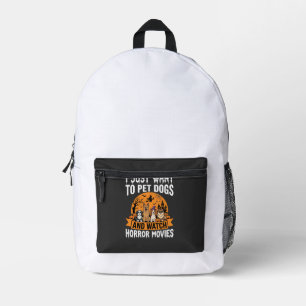 Funny Halloween Dogs Horror Movies Vector Printed Backpack