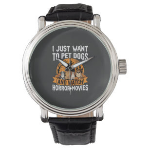 Funny Halloween Dogs Horror Movies Vector Watch