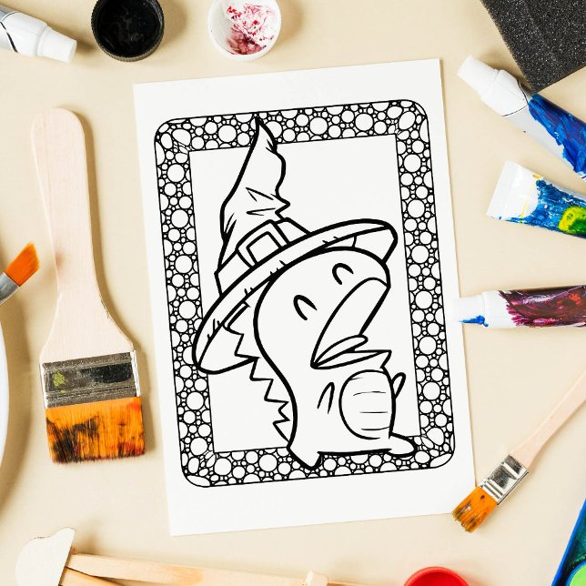 Funny Halloween Dragon Coloring Page Poster (Creator Uploaded)