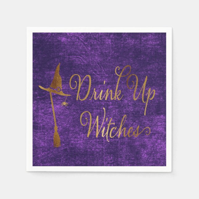 Funny Halloween Drink Up Witches Napkins (Front)