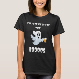 Funny Halloween Drinking Ghost Here For The Boooo T-Shirt