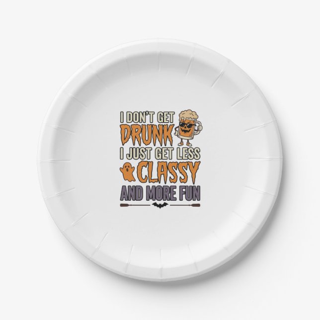 Funny Halloween Drinking Less Classy Shirt Design_ Paper Plates (Front)