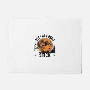 Funny Halloween Drive Stick Witch Vintage Shirt De Doormat