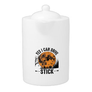 Funny Halloween Drive Stick Witch Vintage Shirt De Teapot