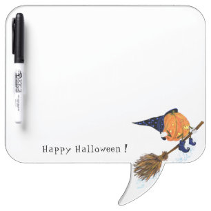 Funny Halloween Dry Erase Board Witch Pumpkin