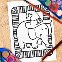 Funny Halloween Elephant Coloring Page
