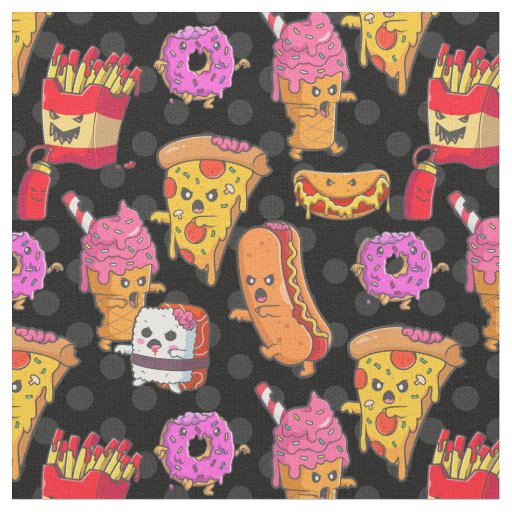 funny halloween fast food monsters  fabric