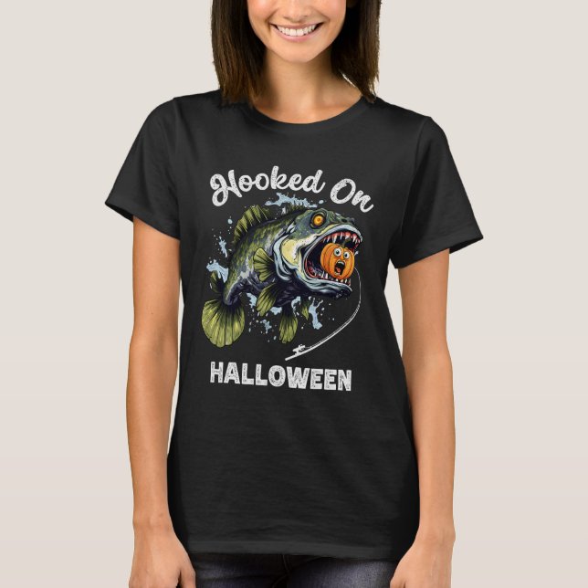Funny Halloween Fishing Boys Mens Zombie B Fish Pu T-Shirt (Front)