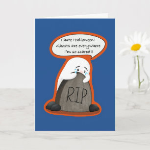 Funny Halloween for Introverts Scared Ghost Card