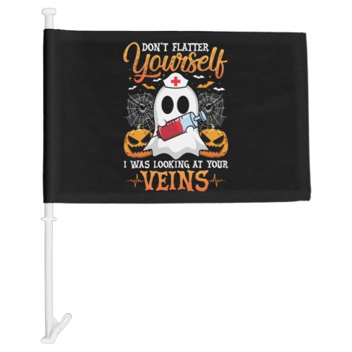Funny Halloween for Nurse Ghost Pumpkin Blood Vein Car Flag