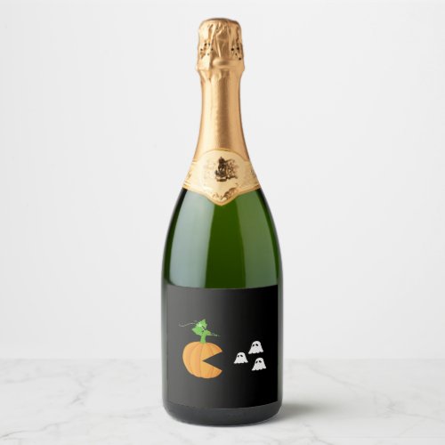 Funny Halloween For Women Kids Men Pumpkin Sparkling Wine Label