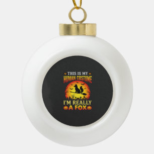 Funny Halloween Fox Human Costume Ceramic Ball Christmas Ornament