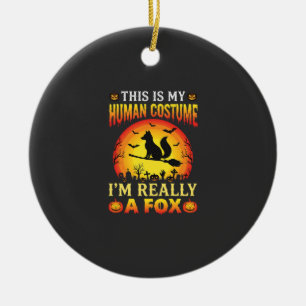 Funny Halloween Fox Human Costume Ceramic Ornament