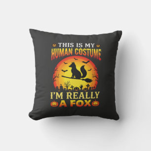 Funny Halloween Fox Human Costume Throw Pillow