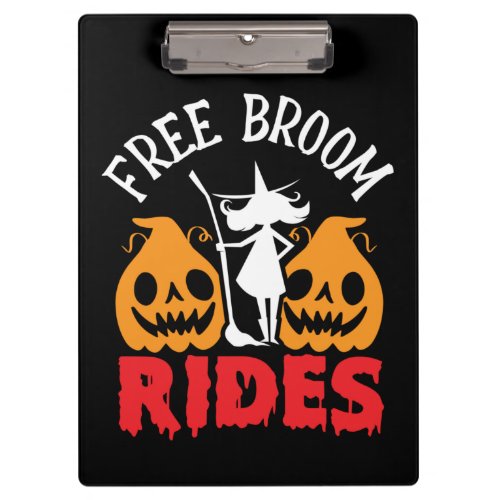 Funny Halloween Free Broom Rides Witch Pumpkins Clipboard