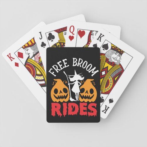Funny Halloween Free Broom Rides Witch Pumpkins Playing Cards