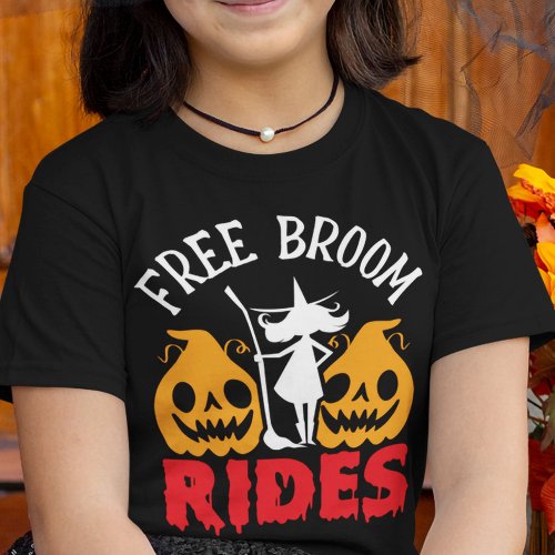 Funny Halloween Free Broom Rides Witch Pumpkins  T_Shirt