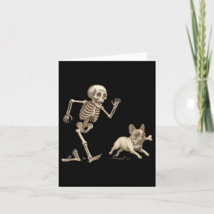Funny Halloween French Bulldog Skeleton Soky Seaso Card