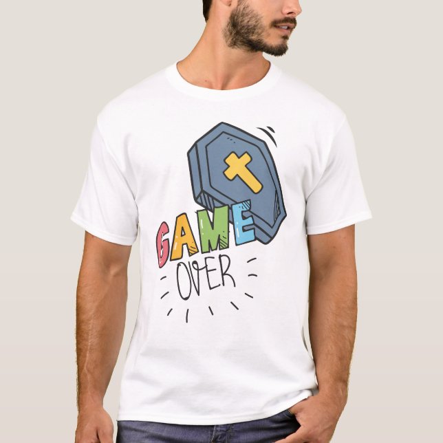 Funny Halloween game over coffin men's T-Shirt (Front)