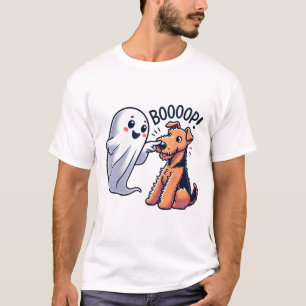Funny Halloween Ghost Airedale Terrier Boop Lazy C T-Shirt