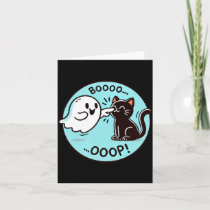 Funny Halloween Ghost Black Cat Boop Easy Lazy Card