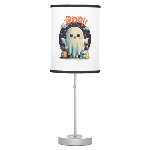 Funny Halloween Ghost Boo in Galaxy Table Lamp