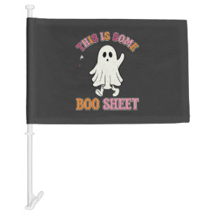 Funny Halloween Ghost Boo Sheet Floral Retro Desig Car Flag