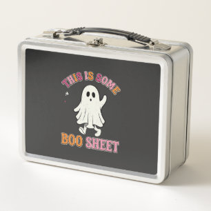 Funny Halloween Ghost Boo Sheet Floral Retro Desig Metal Lunch Box