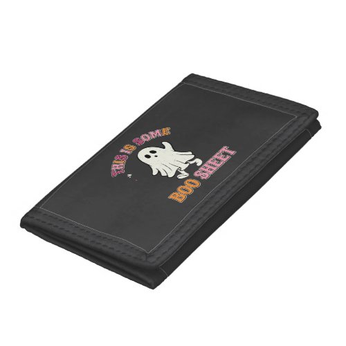 Funny Halloween Ghost Boo Sheet Floral Retro Desig Trifold Wallet