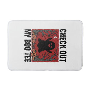 Funny Halloween Ghost Boo Tee Vintage Vector Desig Bath Mat