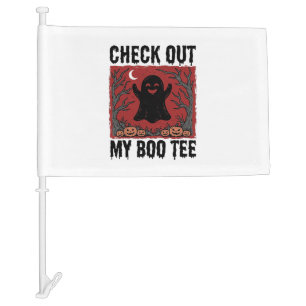 Funny Halloween Ghost Boo Tee Vintage Vector Desig Car Flag