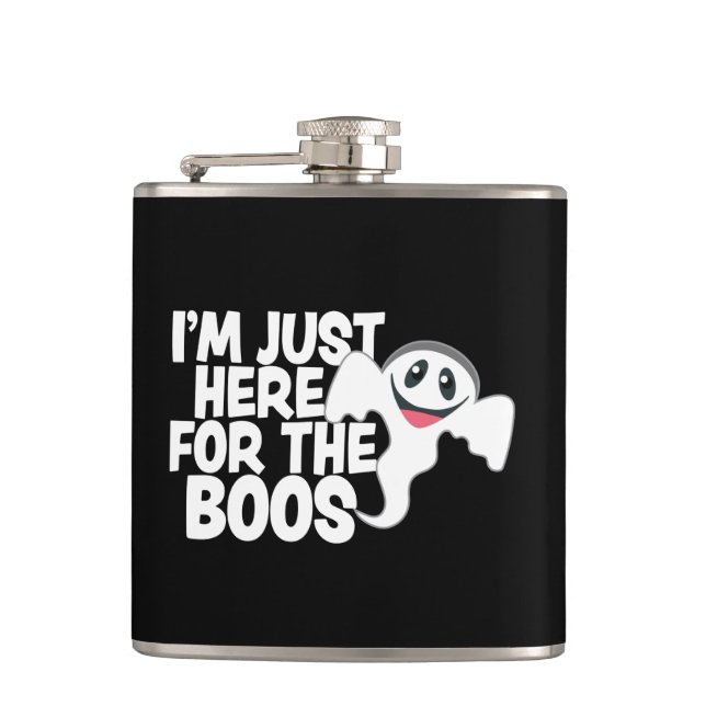 Funny Halloween Ghost Boos Pun  Flask (Front)