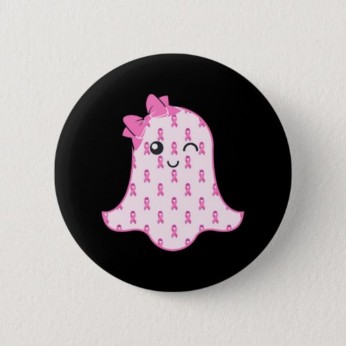 Funny Halloween Ghost breast cancer awareness Button